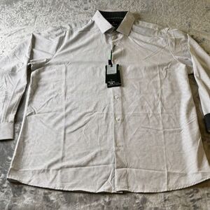 NWT Tom Baine M Performance Collection Slim Fir Geometric Dress Shirt Blue